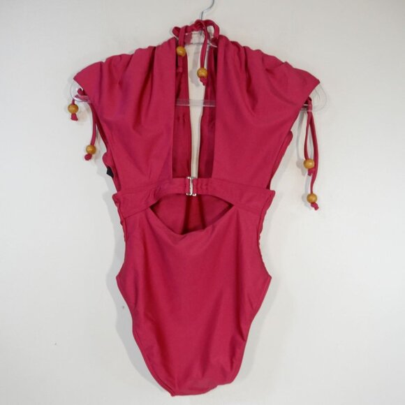 ANDREA IYAMAH Roba Ruched One Piece Swimsuit Size XS Ruby Pink NEW $225 - Picture 7 of 8